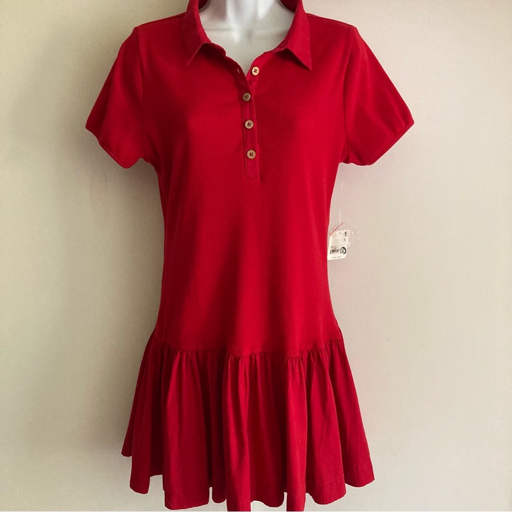 Free People Free-est Collection Red Classic Charm Polo Inspired Mini Dress NWT M - Picture 4 of 15